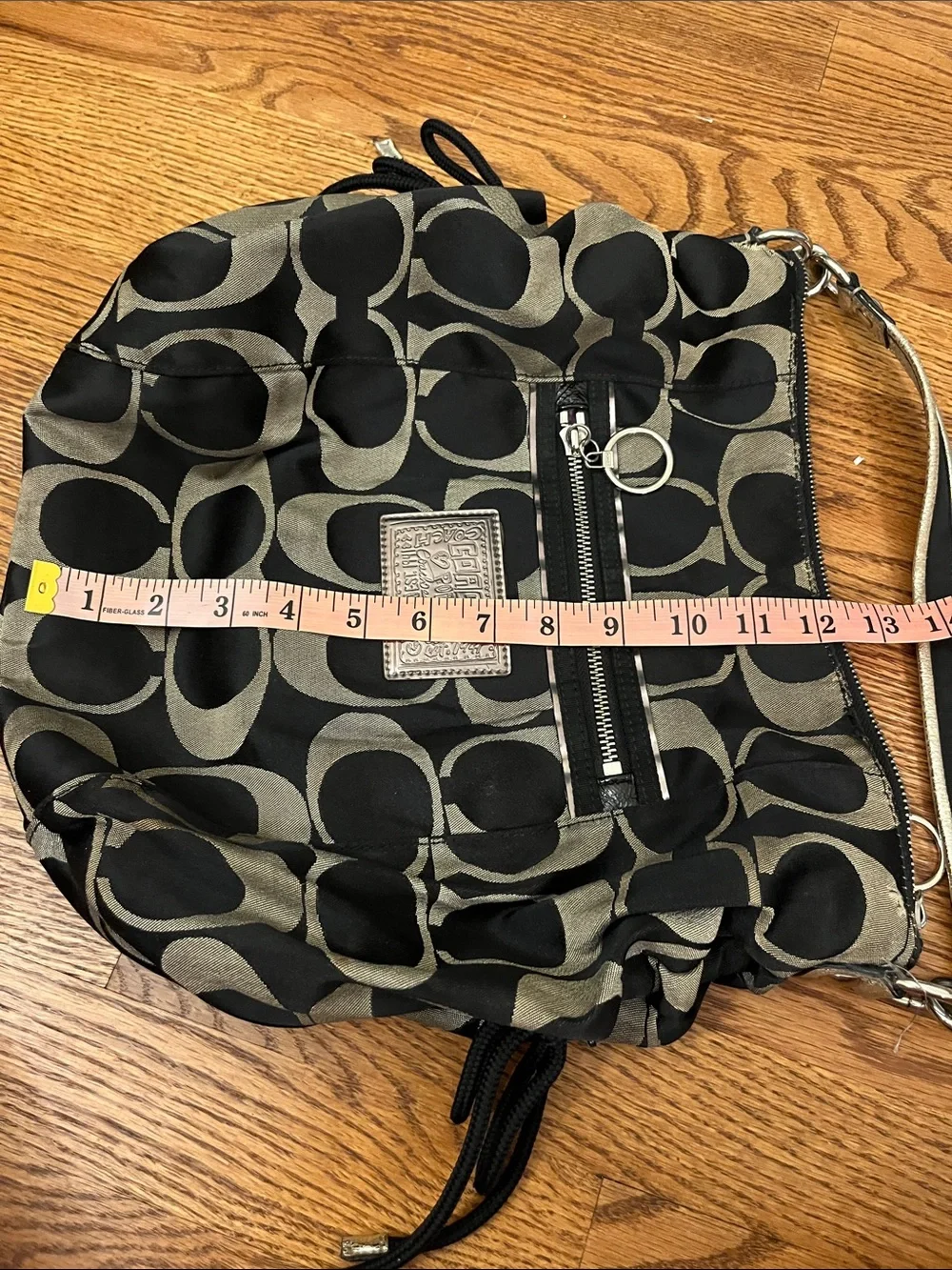 Coach Vintage Poppy Signature C Hobo Bag Black Silver FUC #F15319